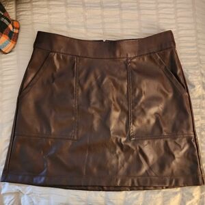 Chocolate Brown Faux Leather mini skirt